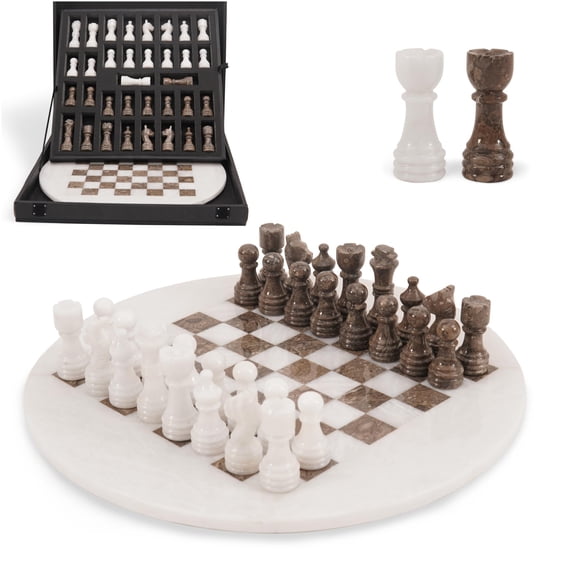 Juego de ajedrez EARTHENTONES 38 cm Mármol blanco y oceánico