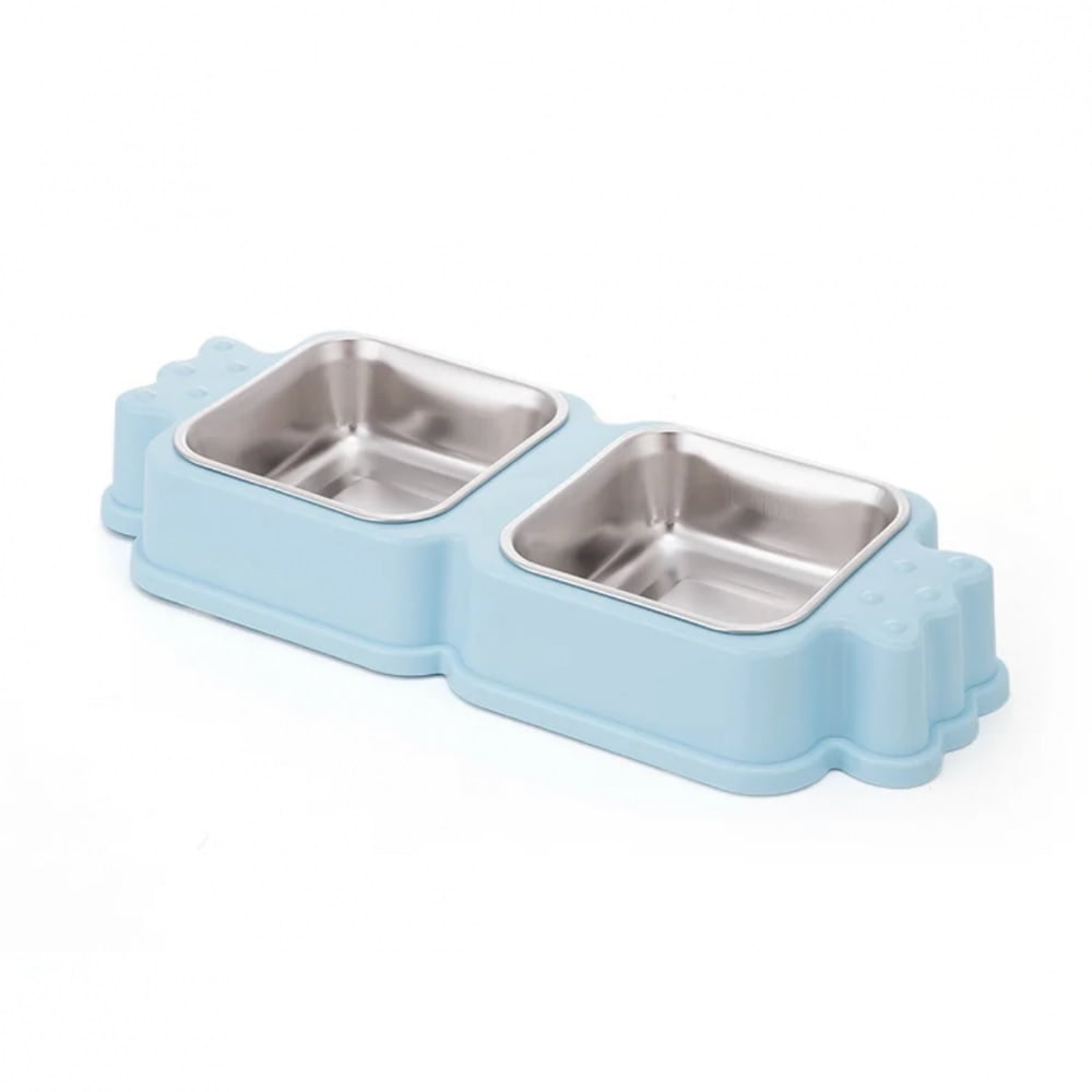 Defensor Forever - Plato De Forma De Caramelo Con Pocillo De Acero Inoxidable Celeste