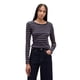 thumbnail image 1 of Top de punto de manga larga con cuello redondo y rayas azul marino GAP para mujer, talla M, 1 of 1