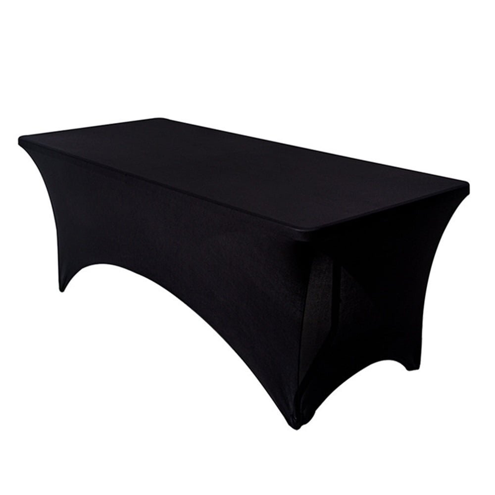 Xusx111 - Cubierta De Mesa Estirable Montada En Spandex Para Mesa Plegable De 4 Pies, Mantel Rectangular De Cóctel, Perfecto Para Fiesta O Banquete (negro)