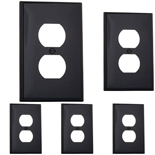 Placa de pared Leviton PJ8-E de 1 elemento, 1 dúplex, nailon Midway, negra