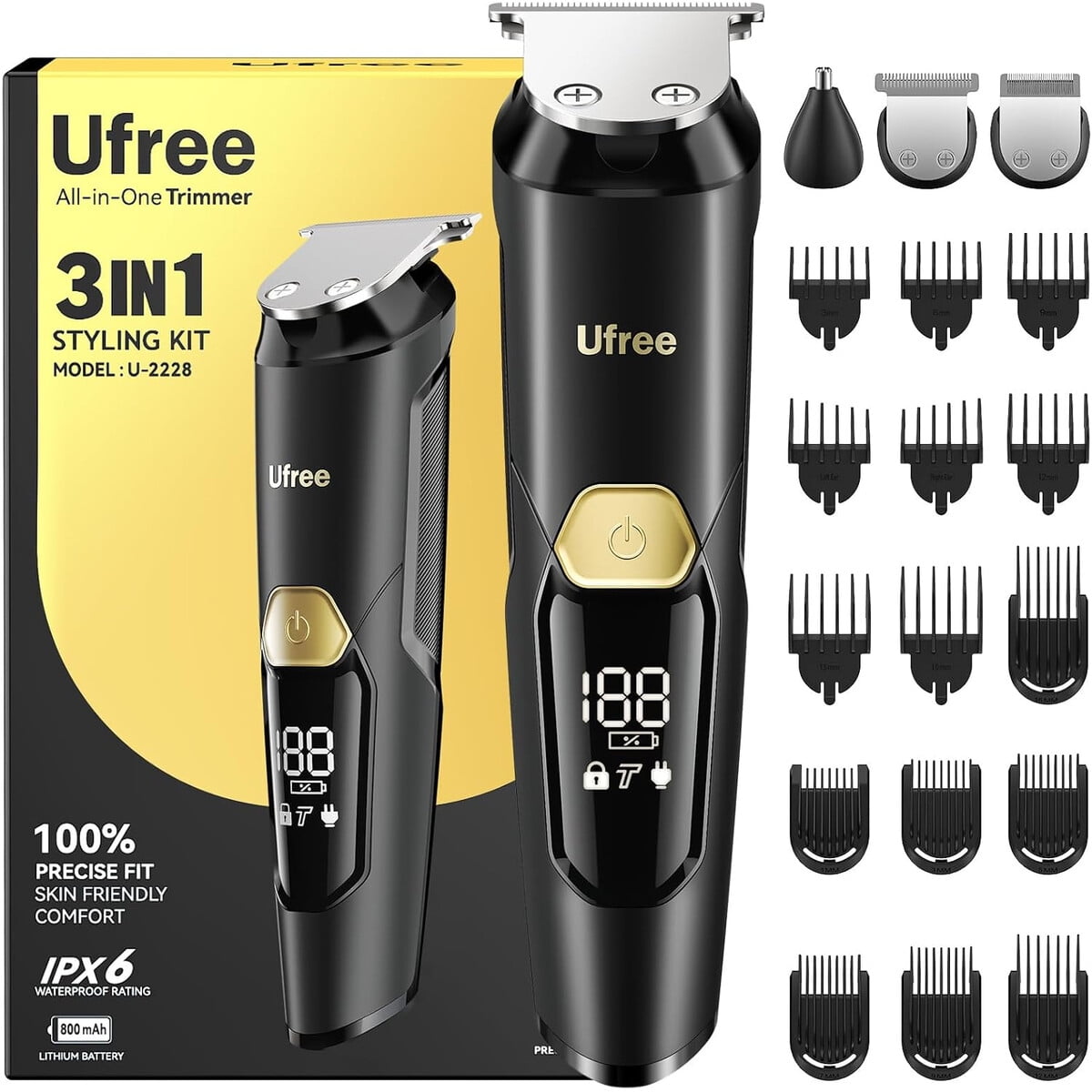Cortabarba Ufree 3en1 U2228 Recargable Ipx6 Impermeable