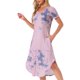thumbnail image 4 of INSPIRE CHIC Camisón largo de manga corta con cuello en V para mujer, vestido de dormir suave con teñido anudado y bolsillos laterales para primavera verano S Tie Dye Rosa, 4 of 6