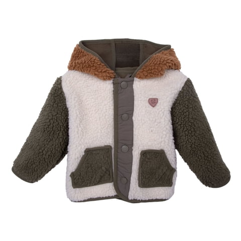 Pillin - Polerón Bebé Niño Forrado Sherpa Y Broches Crudo