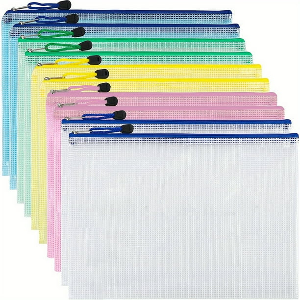 Organize Your Life with 10PCS Zipper Pockets/File Bags - Perfect for Sorting and Storage of Cross Stitch and Jigsaw Puzzle Projects, Travel, School, Board Games, and Office Supplies - Letter Size A4