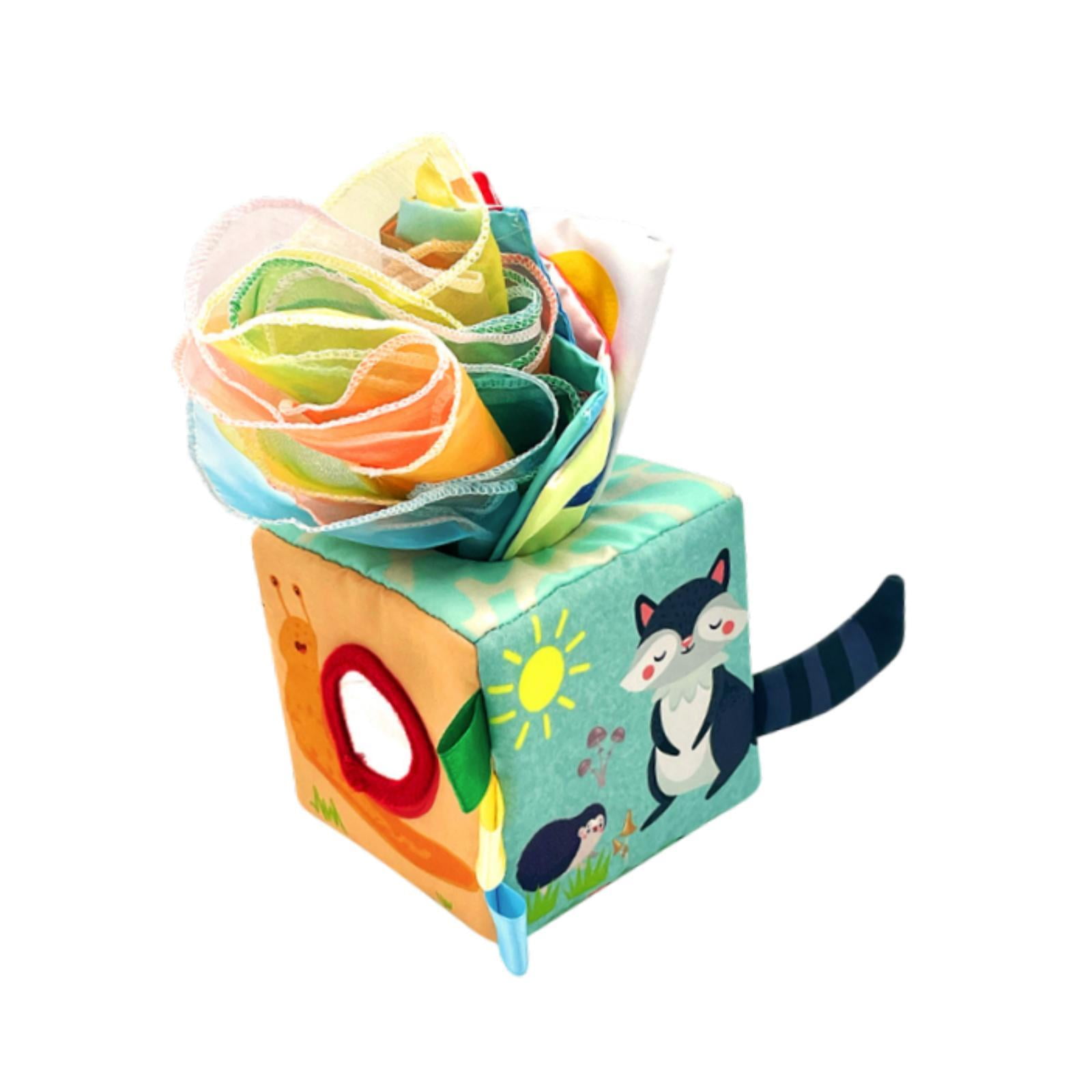 Magideal - Caja De Pañuelos Para Bebé, Juguetes Montessori Para Aprendizaje Temprano, Juguetes Sensoriales, Cajas De Pañuelos Arrugados Para Niños Pequeños, Bebé