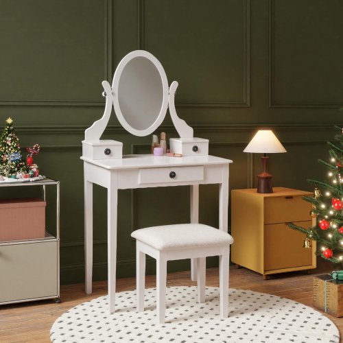 oniys Madera Moniya Maquillaje Vanidad Mesa y Taberno Conjunto
