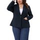 thumbnail image 1 of Agnes Orinda Chaqueta Casual de Negocios para Mujer Talla Grande, Manga Larga, Botón, Abierta al Frente, con Bolsillos 4X Azul Oscuro, 1 of 8