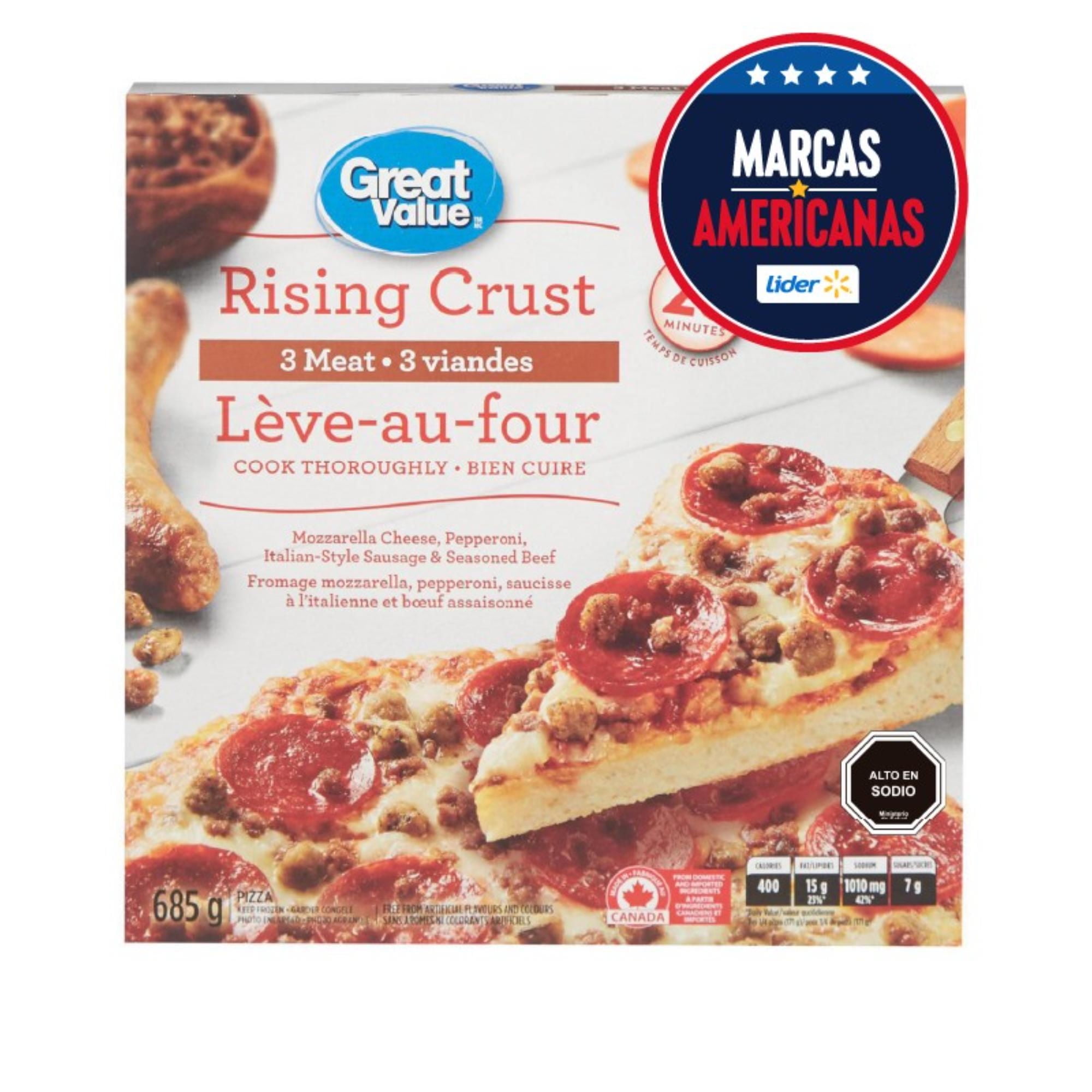 Pizza 3 Carnes Masa Tradicional 685 g Great Value