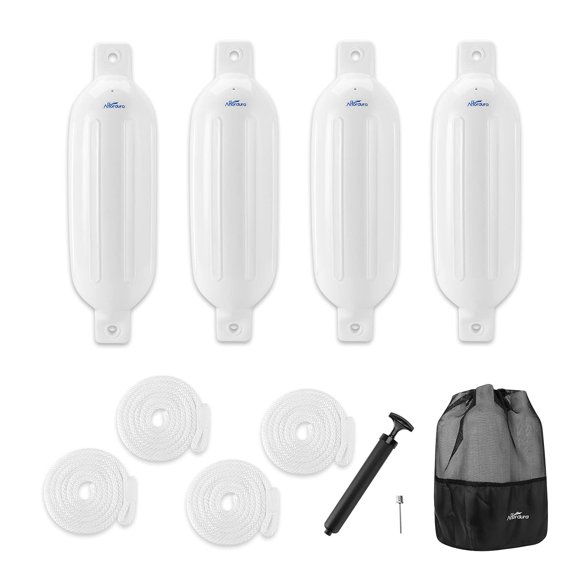 Defensa náutica inflable blanca Affordura de 14 cm, paquete de 4
