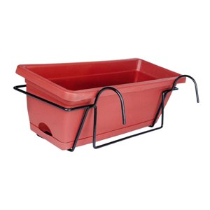 Magideal - Maceta Con Barandilla Para Balcón, Cesta Para Plantas, Decoración Del Hogar, Valla, Jardinera, Caja De Ventana, Maceta Para Granja, Patio, Cubierta De Rojo
