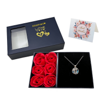 Set De Regalo Collar Heshpaws Tree Of Life Con Inicial A-Z Y Rosa Eterna
