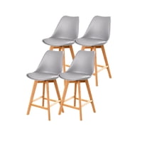 Habita2 Chile - Pack 4 Taburetes Tulip Wood Acolchado 66Cm - Gris