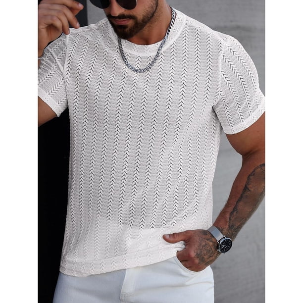 Polera Hombre Manga Corta Hilo Tejida Estilo Casual 0282