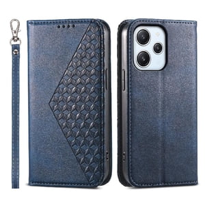 Funda Flip Foxdock Para Xiaomi Redmi 12 , Estilo Billetera Con Diseño Rombo, Correa De Mano Y Soporte, Uso Diario