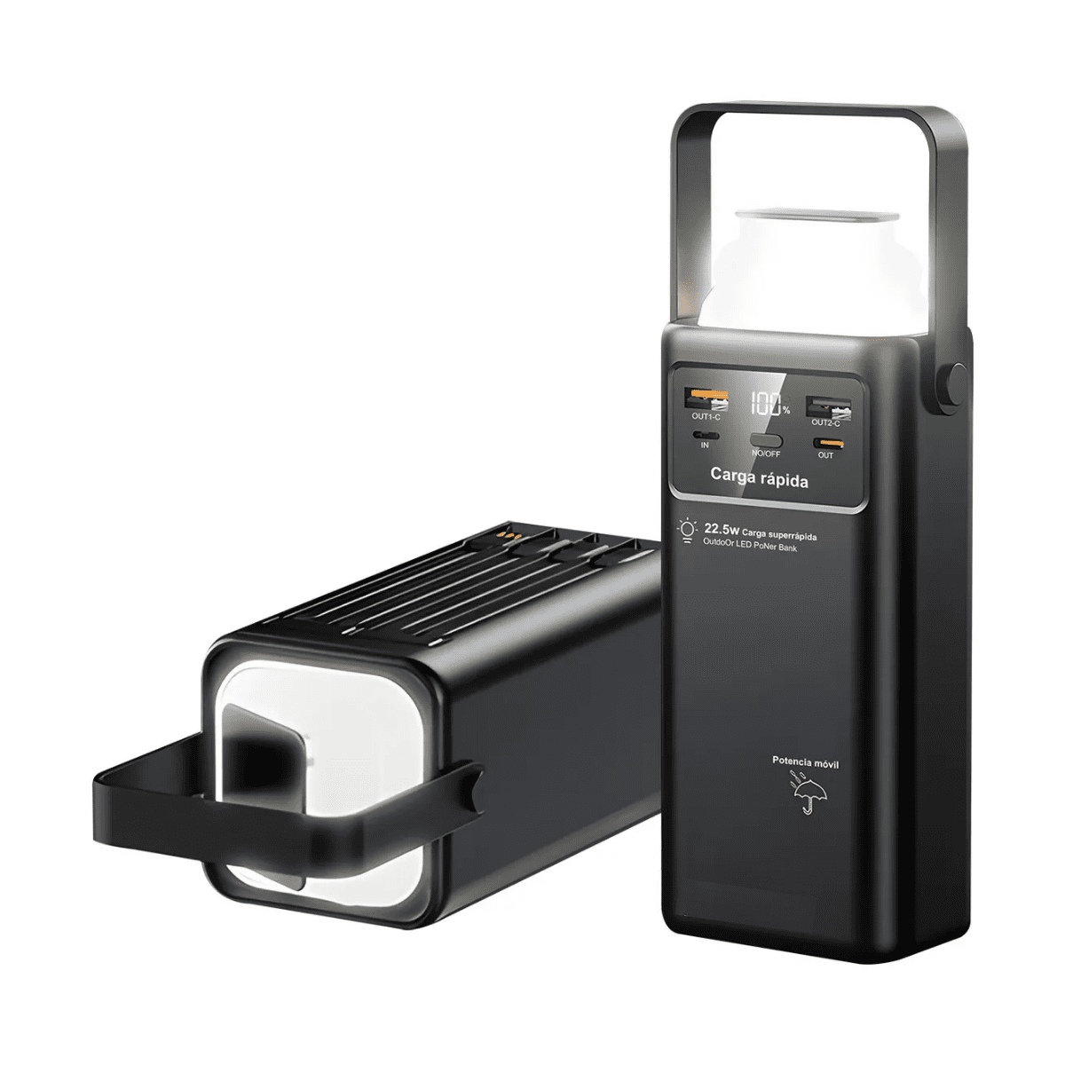 Genérico - Cargador Portátil Linterna Powerbank 4 Cables 50000mah