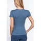 thumbnail image 4 of Saronite Camiseta Básica de Algodón Acanalado de Manga Corta con Cuello en V, Color Azul Acero (para Mujer), 4 of 4