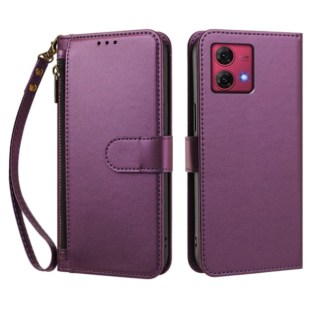 Funda Tipo Billetera para Motorola Moto G84 5G con Soporte y Bolsillo con Cierre Violeta intenso