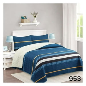 Genérico - Cubrecama Sherpa 2 Plazas - Azul Suecia M953