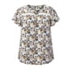 thumbnail image 4 of GRACE & GRANDEUR Blusa Floral de Pascua para Mujeres de Talla Grande con Cuello en V, Ribete de Encaje y Mangas con Volantes para Verano, Casual, Talla 2X, Negro, 4 of 6