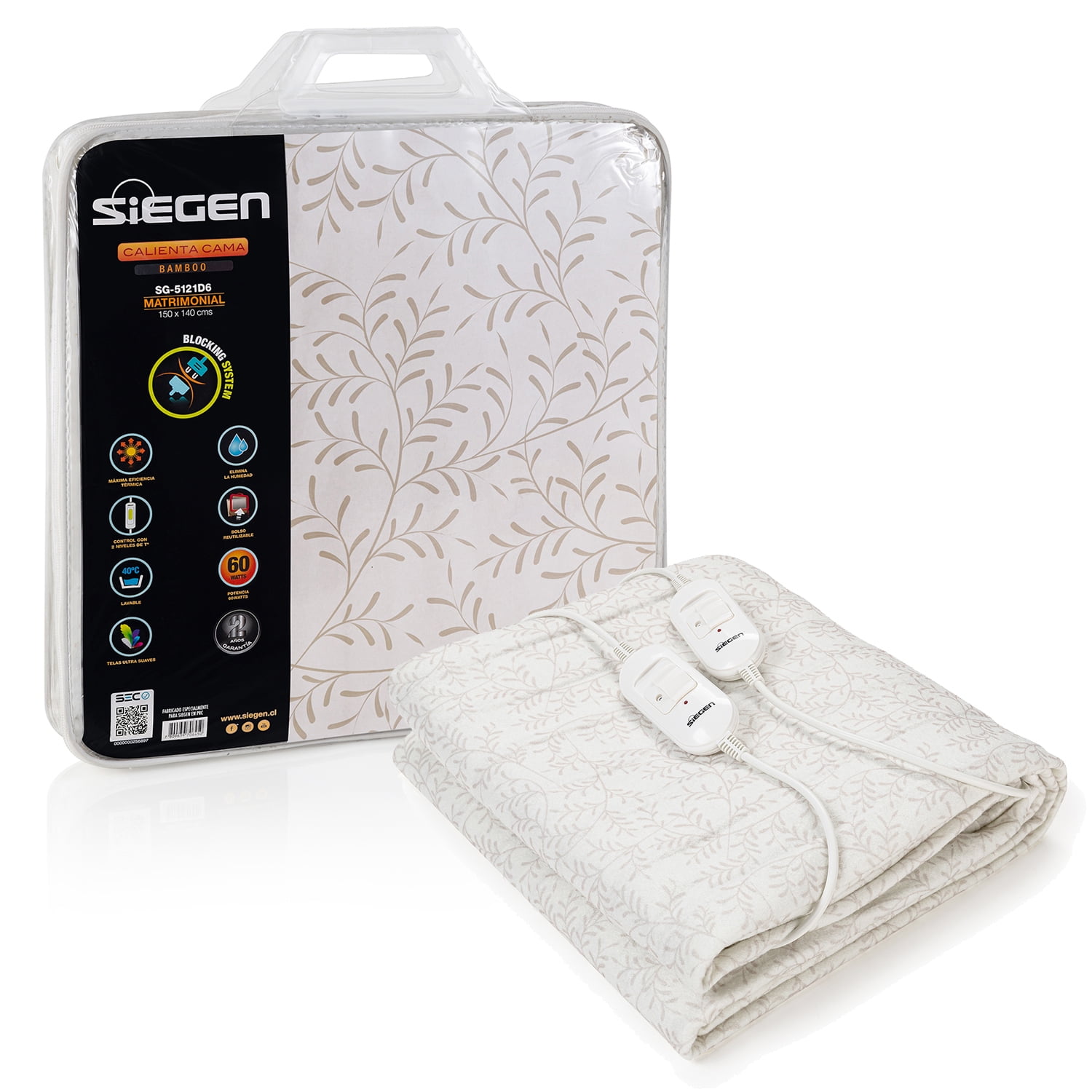 Calienta Cama Siegen Sg-5121d6 2 Plazas (150 X 140 Cms)