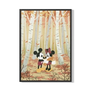Creango - Cuadro Poster Enmarcado Mickey Y Minnie Mouse Decorativo