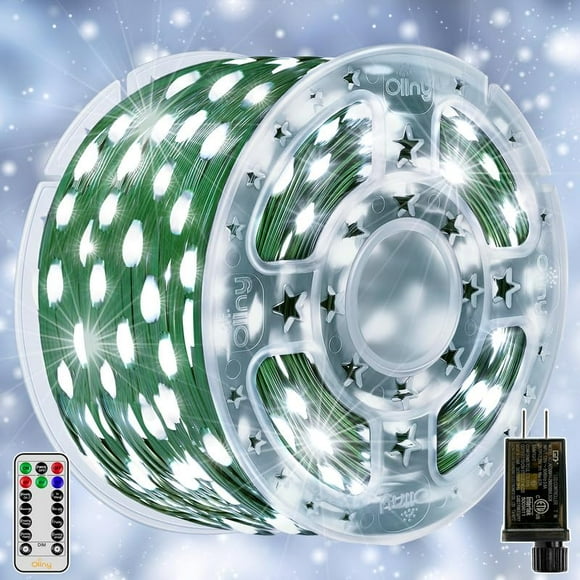 Luces navideñas Ollny, 60 m, 600 LED, resistentes al agua, con 8 modos