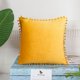 thumbnail image 5 of Funda de Almohada de Terciopelo PiccoCasa con Pompones para Sofá Cama 1PCS Amarillo Dorado 16x16 Pulgadas, 5 of 7