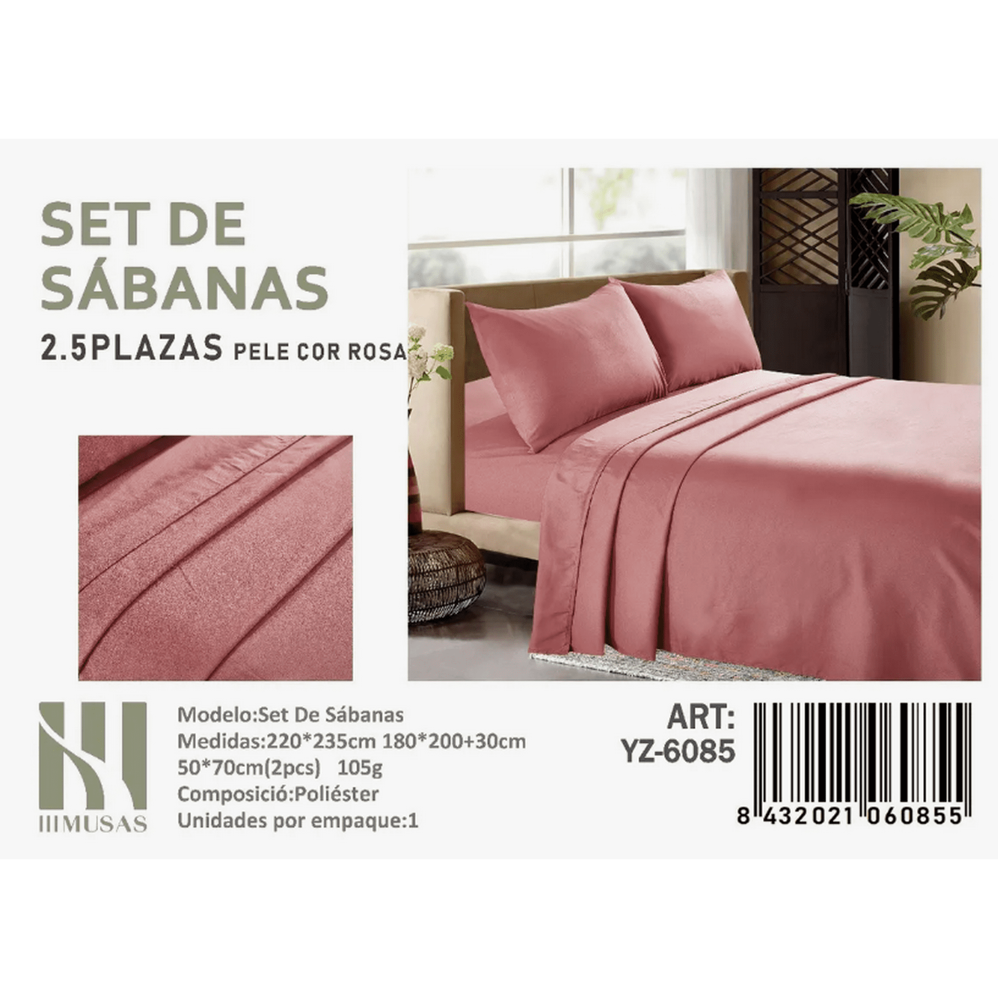 Mundo Shopping - Set De Sabanas King Color Negro Rosa Hilos + 2 Funda De Almohada