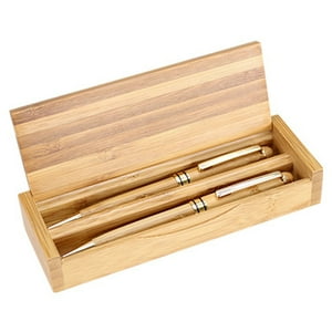 Importclick - Set 2 Bolígrafo Lápiz Estuche Bambú Deluxe