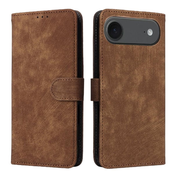 Funda Billetera para iPhone Air con Soporte - Cartera de Cuero con Ranuras Marrón