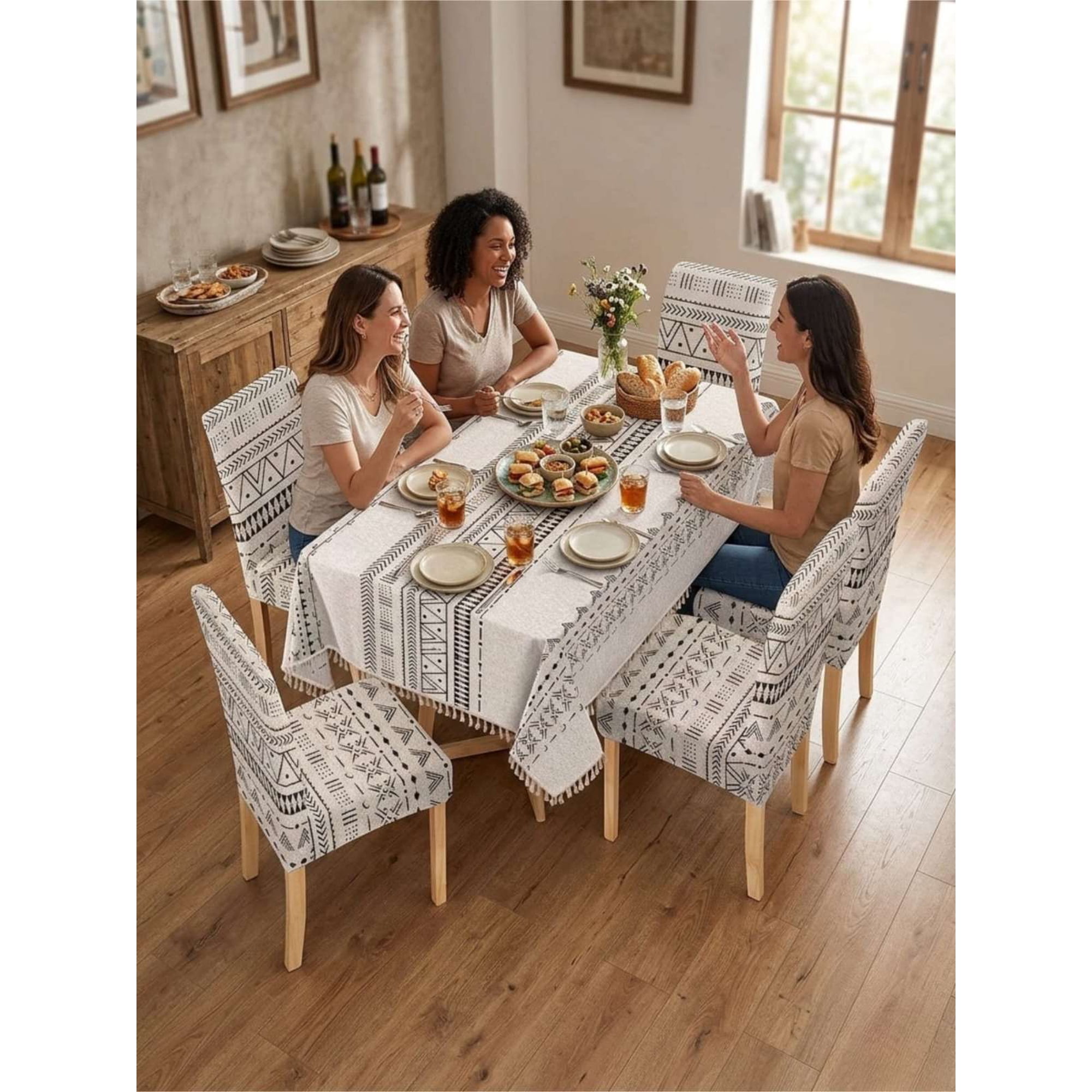 Todo Para El Hogar - Set De Mantel Antimanchas + 6 Fundas Sillas Elásticas