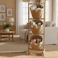 Decostilo - Canasto Estante De Ratán 3 Niveles Para Baño Y Dormitorio