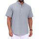thumbnail image 1 of INSPIRE CHIC Regreso a Clases Camisa Henley para Hombre Cuello Mao Manga Corta Camisa de Lino M Gris, 1 of 5