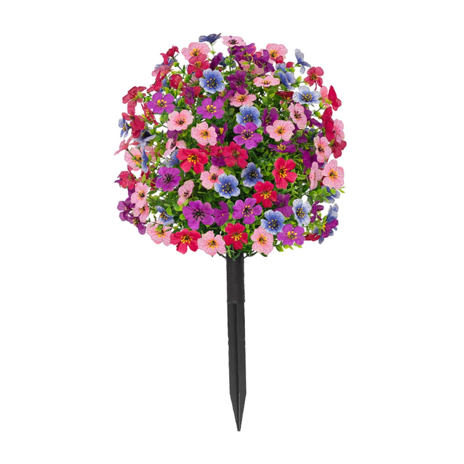 Ioensy - Estaca De Jardín De Flores Violetas Artificiales, Flor Realista Para Boda, Césped, Patio, Púrpura, Rojo, Azul Y Rosa