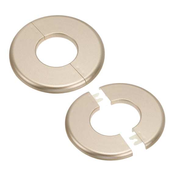 Uxcell Brida Dividida de Pared ABS Redonda Placa de Escudo Autoadhesiva Hebilla Cubierta de Tubería de Agua Oro 1.73"