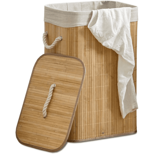 Canasto Cesto Ropa Sucia Pleglable Look Bambu Grande Tapa Im