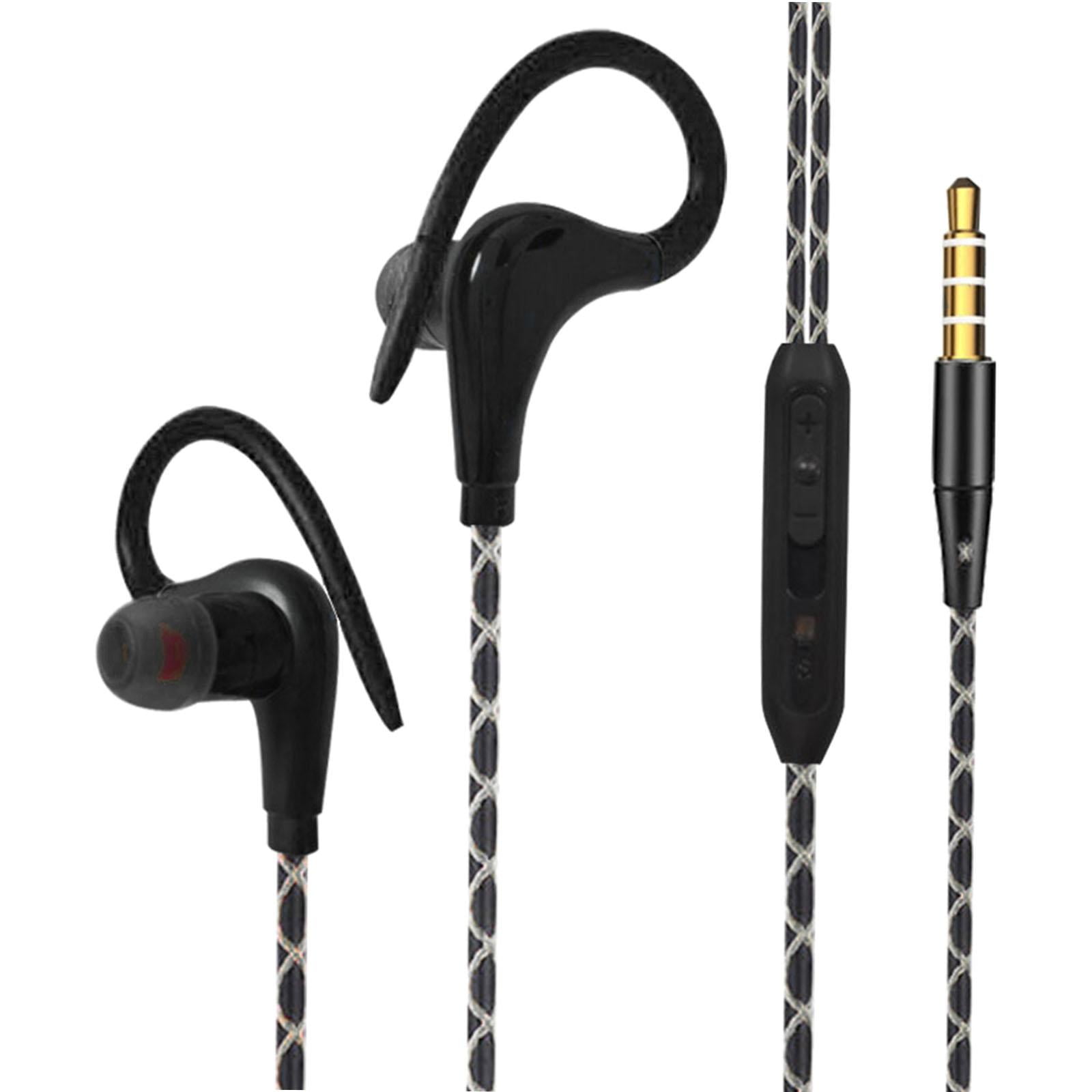Magideal - Auriculares Deportivos Con Cable, Conector De 3,5 Mm, Uso Cómodo En La Oreja, Livianos, Con Auriculares Con Gancho Para Colocar Sobre La Oreja , Negro Negro 1