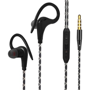 Magideal - Auriculares Deportivos Con Cable, Conector De 3,5 Mm, Uso Cómodo En La Oreja, Livianos, Con Auriculares Con Gancho Para Colocar Sobre La Oreja , Negro Negro 1