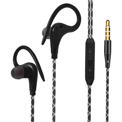 Magideal - Auriculares Deportivos Con Cable, Conector De 3,5 Mm, Uso Cómodo En La Oreja, Livianos, Con Auriculares Con Gancho Para Colocar Sobre La Oreja , Negro Negro 1