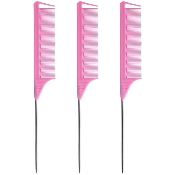 Peine para trenzas de cola de rata, peine de acero, peines de fibra de carbono para cardar con cola de rata de acero inoxidable