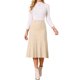 thumbnail image 2 of INSPIRE CHIC Falda Plisada de Mujer Cintura Alta Elástica Línea A Tejido de Punto Acanalado Falda Midi Suéter Conjunto de Otoño Invierno M Beige, 2 of 6