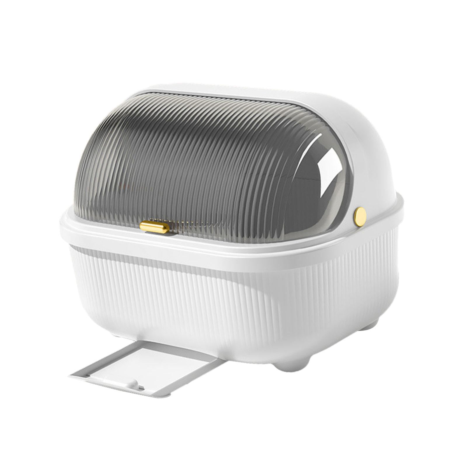 Magideal - Escurridor De Platos Para Cocina, Estante De Drenaje Fácil De Limpiar Con Tapa, Organizador De Utensilios Duradero Portátil, Escurridor De Platos Para Blanco L