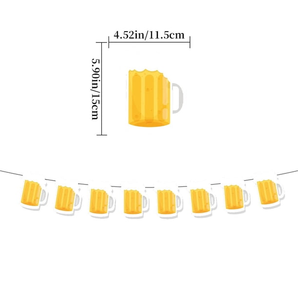 Set, Beer Festival Party Decoration, Bar Decoration Banner Pull Flag Beer Mug Pull Flower Cake Topper Card