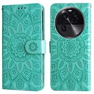 Funda Tipo Cartera Foxdock Para Oppo Find X6 Pro , Diseño Girasol En Relieve, Cuero Pu, Cierre Magnético, Soporte Y Tarjetero