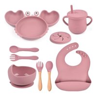 Genérico - Set Alimentacion Cangrejo Bebe 9 Pza Silicona Divertida Lau