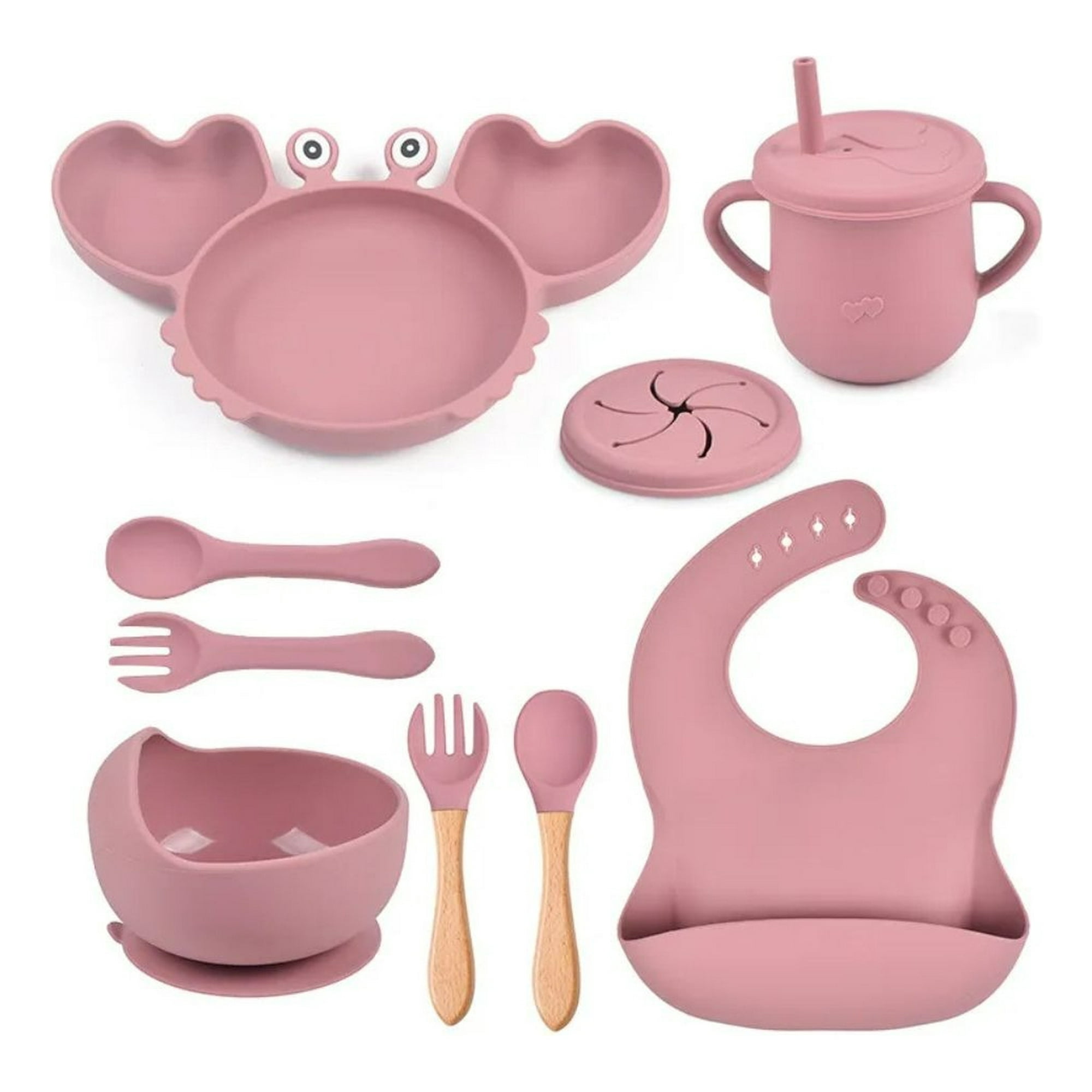 Genérico - Set Alimentacion Cangrejo Bebe 9 Pza Silicona Divertida Lau