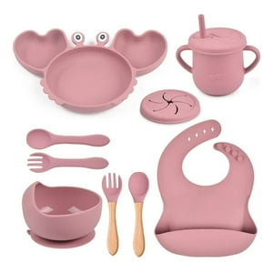 Genérico - Set Alimentacion Cangrejo Bebe 9 Pza Silicona Divertida Lau