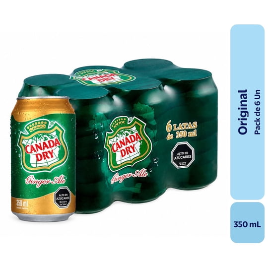 Bebida Ginger Ale Pack Lata 6 Un Canada Dry