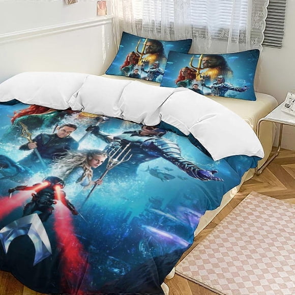 Edredón Aquaman Juego De Ropa De Cama De 3 Piezas Suave Para Dormitorio Para Todas Las Estaciones